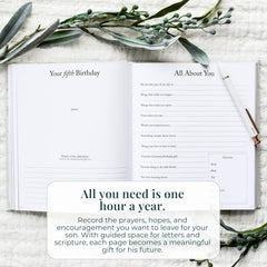 Duncan & Stone Baby Memory Book prompts section guiding memory notes