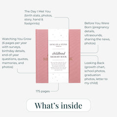 Duncan & Stone inside pages sample with guided prompts for memories.