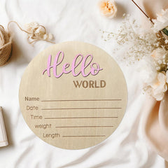 DUOJINSANXI engraved birth stats on natural wood sign for newborn memory