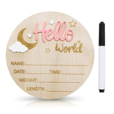 DUOJINSANXI Baby Announcement Sign with moon and cloud pink, perfect keepsake display.