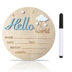 DUOJINSANXI Hello World sign with cloud and stars, a dreamy welcome prop.
