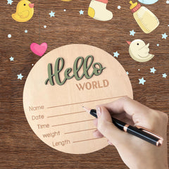 DUOJINSANXI Newborn Photos Prop Sign in forest green, ideal for cute portraits.