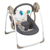 Duomilee baby electric swing folded for travel, space-saving design.