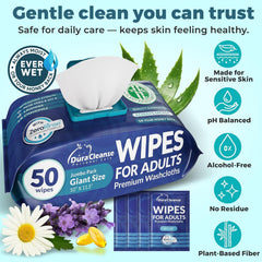 Dura Cleanse elder care wipes designed for incontinence hygiene