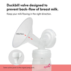 Durcler wider-opening duckbill valve promotes thorough drainage into container.