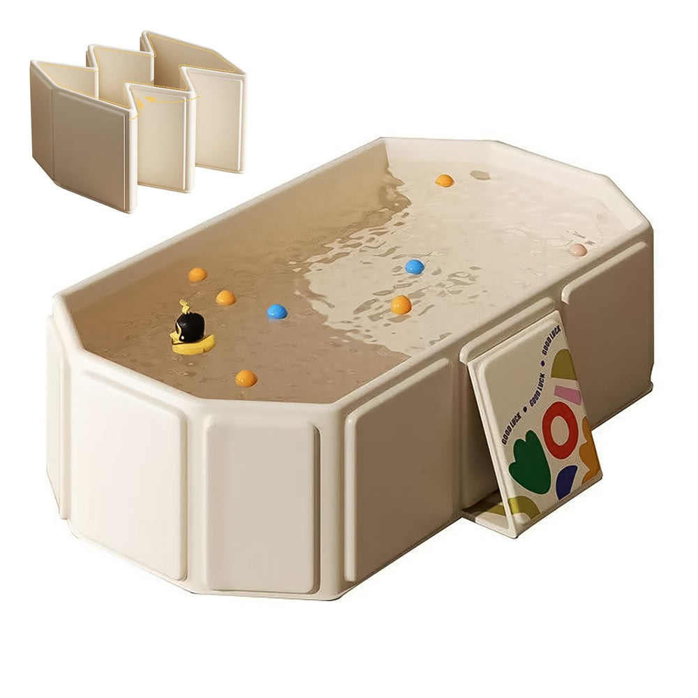 DUSHARKFUN collapsible baby bathtub folded for compact storage and portability