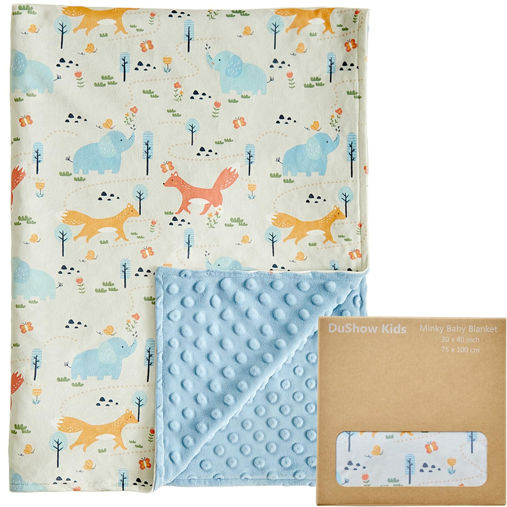 DuShow Animals blanket front design with playful animals for cozy nursery vibe.