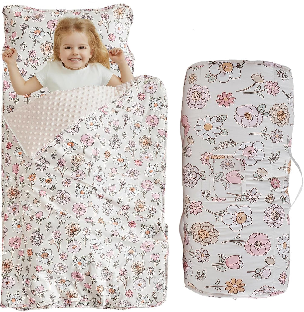 DuShow floral toddler nap mat with zipper for secure nap time