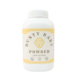 Dusty Baby Powder arrowroot tapioca corn starch blend for gentle absorption on delicate skin.