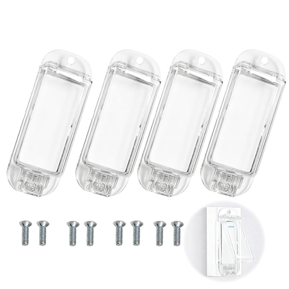 Dvvsav light switch guard pack – transparent design blends with decor while guarding switches.
