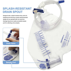 DWCHECK clips and hook provide secure bag attachment during care.