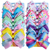 Dwenarry rainbow heart bows with alligator clips for daily outfits