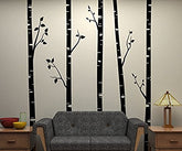 DXLING 244cm tall five white birch trees wall sticker enhances nursery ambiance