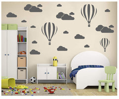 DXLING Self-adhesive vinyl wall decal with grey balloons sticks easily without wall damage