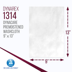 Dynarex pre-moistened wipes with lanolin and aloe for skin comfort.