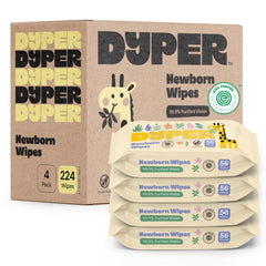 DYPER newborn sensitive wipes unscented packaging front view showing product packaging.