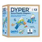 DYPER Smurftastic Diapers packshot highlighting hypoallergenic plant-based design