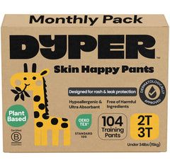 DYPER overnight dry coverage in toddler training pants for peaceful mornings.