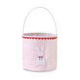 DYSHAYEN bunny Easter basket with pink handle for easy egg hunts and transport