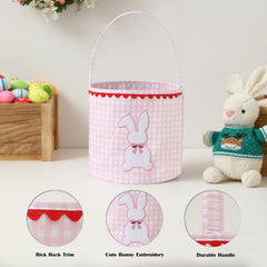 Close-up of plush patchwork embroidery on DYSHAYEN Easter basket