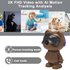 dzcctvipc Cute Bear 2K camera privacy mode protects your viewing.