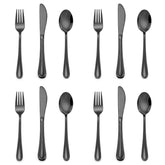 E-far 12-piece black kids silverware set packaged for gifting and storage