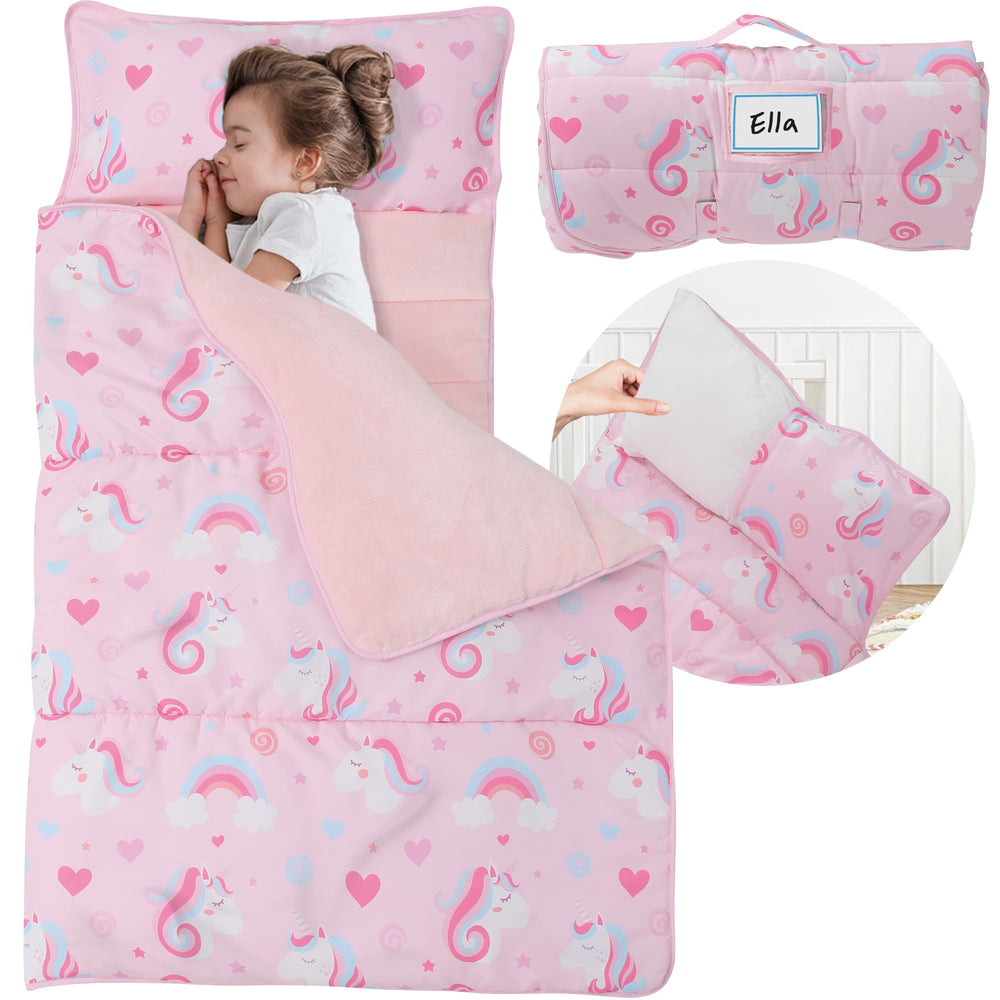 E1F1NN DOT Toddler nap mat with roll-up handle for easy carrying