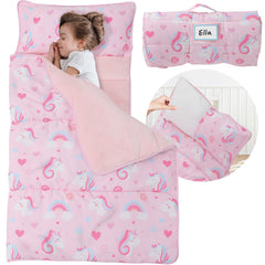 E1F1NN DOT Toddler nap mat with roll-up handle for easy carrying