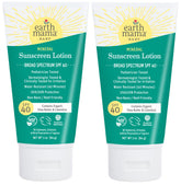 Earth Mama Baby Mineral Sunscreen Lotion bottle with SPF 40 broad-spectrum protection for sensitive skin.