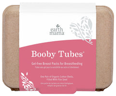 Earth Mama Booby Tubes box with packs, ready for breastfeeding comfort.