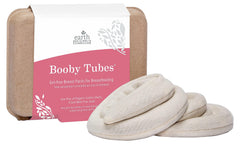 Earth Mama Booby Tubes warm pack in hand provides moist heat relief.
