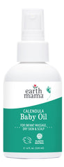 Earth Mama Calendula Baby Oil bottle ready for infant massage and soothing skin.