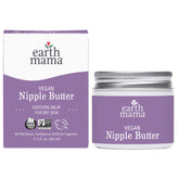 Earth Mama Vegan Nipple Butter jar close-up showing calendula formula for nursing moms.