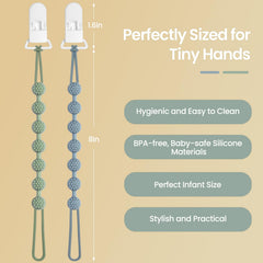 Eascrozn pacifier clip attached to baby clothes provides secure hold.