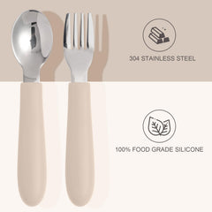 Eascrozn utensils featuring rounded edges for gentle feeding safety.