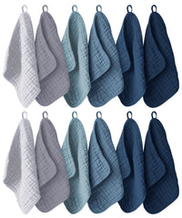 Ease Cubs 12-pack slate washcloths for gentle baby cleansing.