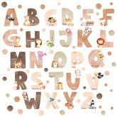 Easma animal alphabet wall decals on a child's wall for early literacy.