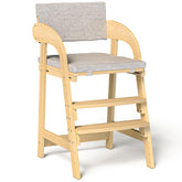 Easyego wooden high chair showing 6-seat positions for growing children.