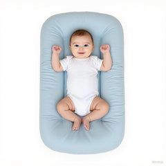 EasyforAll baby lounger with blue cover for safe, cozy floor play.