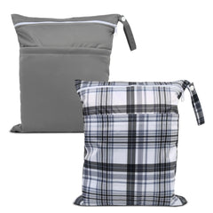 eaxin wet bag plaid interior shows roomy 12x14 inch space for diapers and essentials