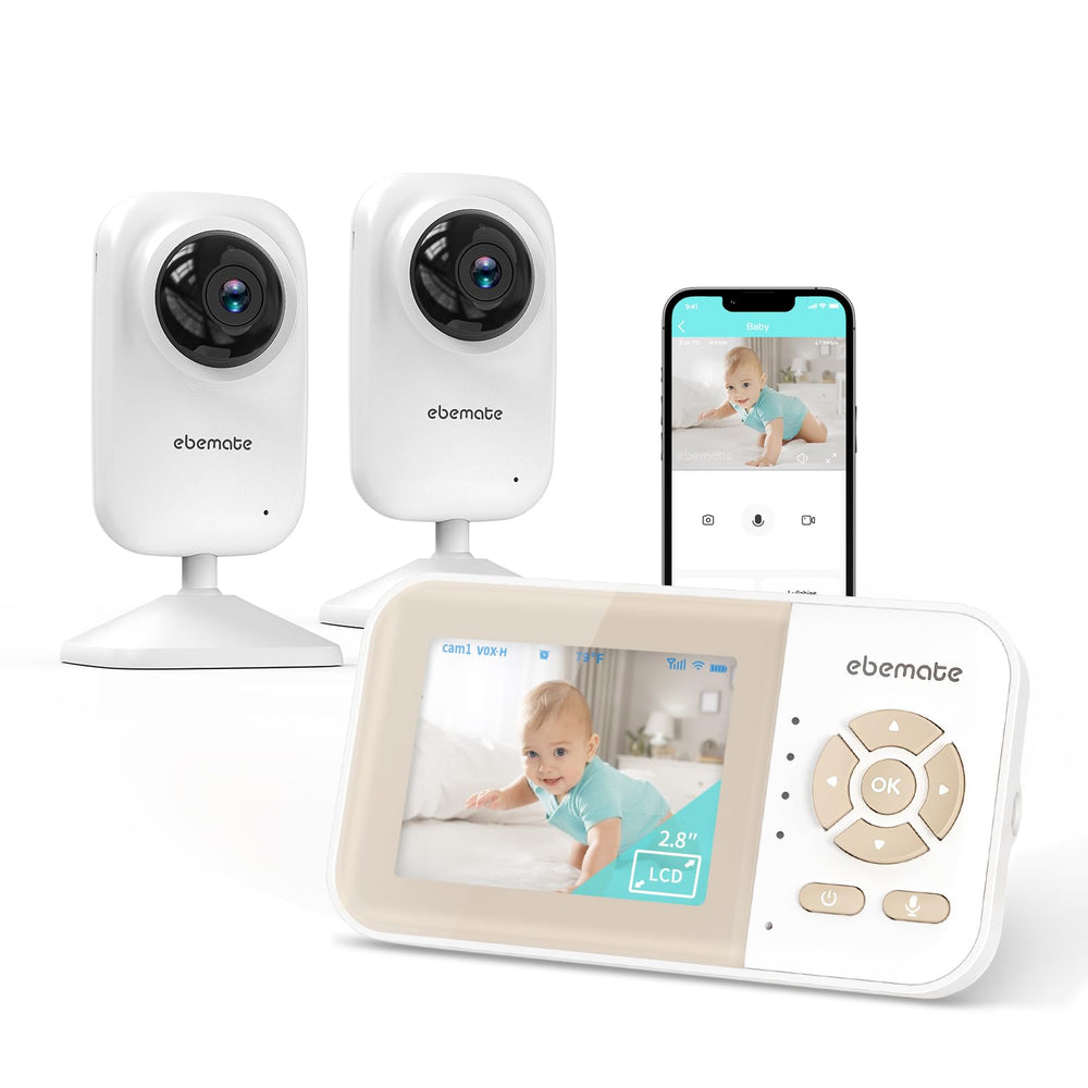 ebemate EBE28-2 two-cameras kit offers complete nursery coverage with clear video