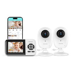 ebemate two-camera monitor setup provides broad coverage for multi-room baby watching