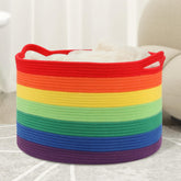 Eblog rainbow blanket basket, 20x13 inches, ideal for blanket storage.