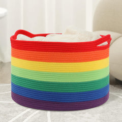 Eblog rainbow blanket basket, 20x13 inches, ideal for blanket storage.
