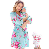 Eco Baby Made With Love mommy robe and swaddle set in plush comfort for hospital wear