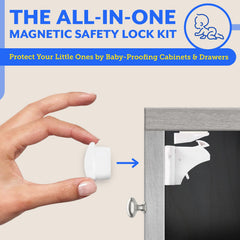 Eco-Baby white magnetic locks blending with cabinets while keeping curious toddlers at bay.