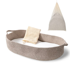 Ecoade baby changing basket front view highlighting cozy foam pad for newborn comfort.