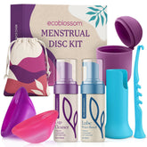 EcoBlossom reusable disc kit in violet and magenta for comfortable protection.