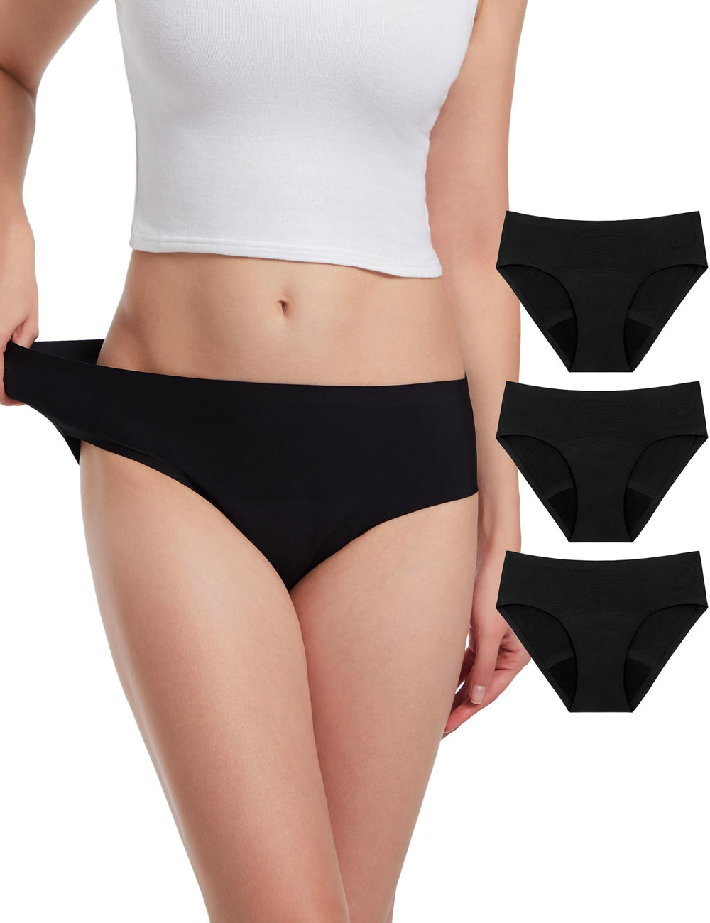 EcoPeriod heavy-flow underwear front view showing secure fit for overnight protection