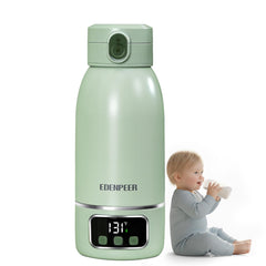 EDENPEER portable bottle warmer demonstrates rapid heating for quick feeds.